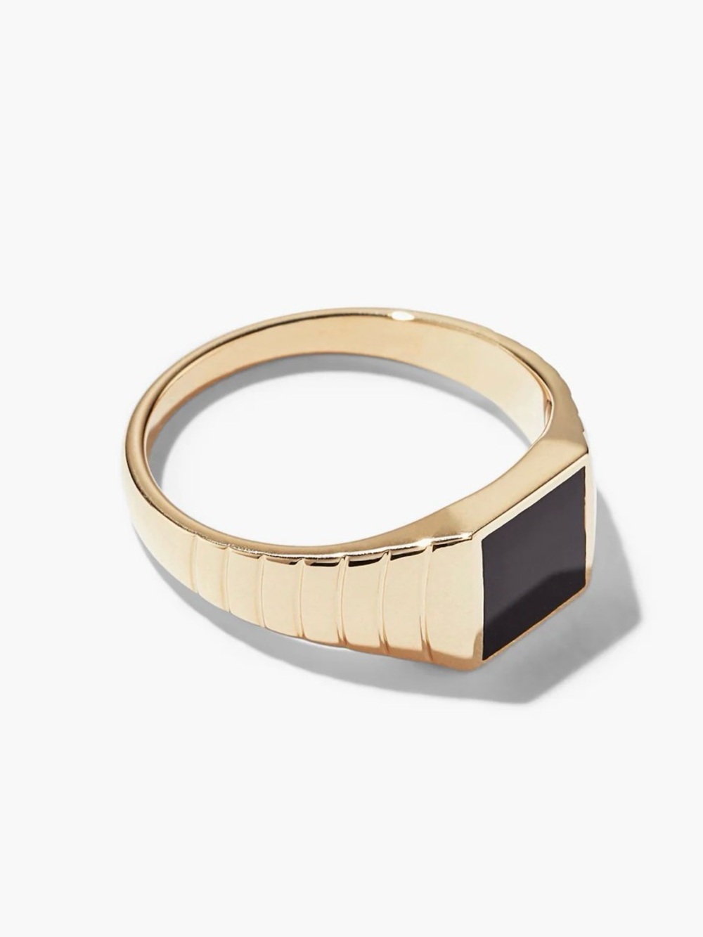 MEJURI 14K GOLD BLACK ONYX SQUARE SIGNET RING Size 8